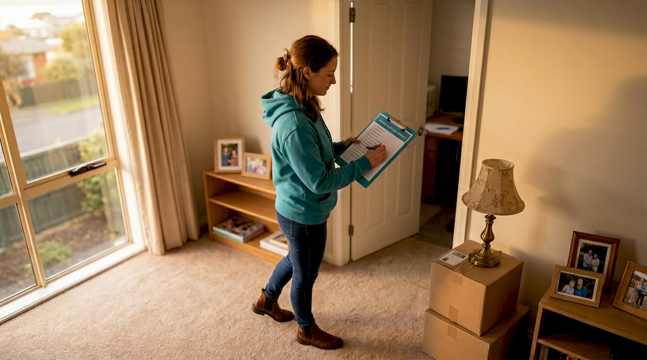 Woman checking home for final inspection