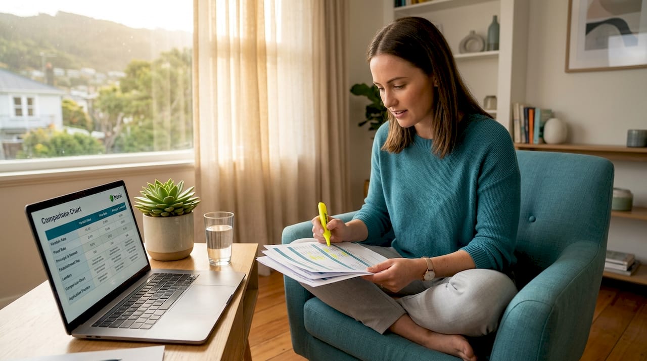 Woman comparing fixed and floating rates