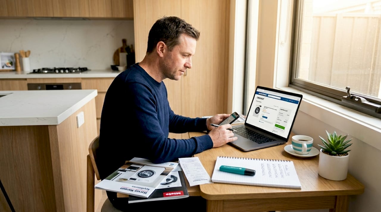 Man making cashback-qualified online purchase