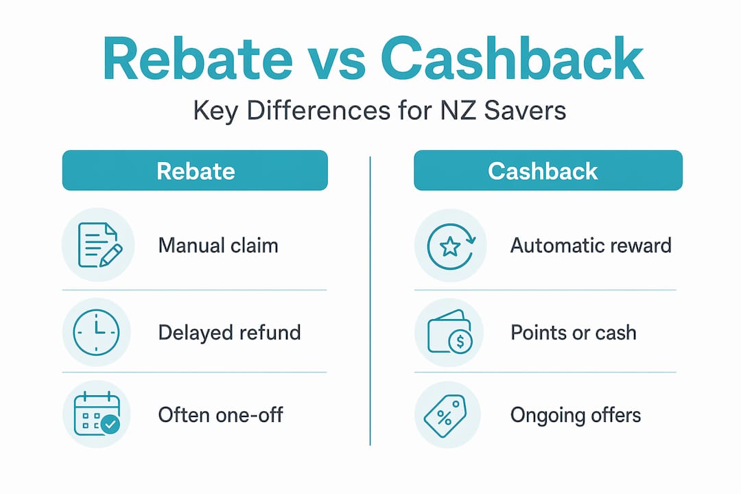 Infographic comparing rebate and cashback features