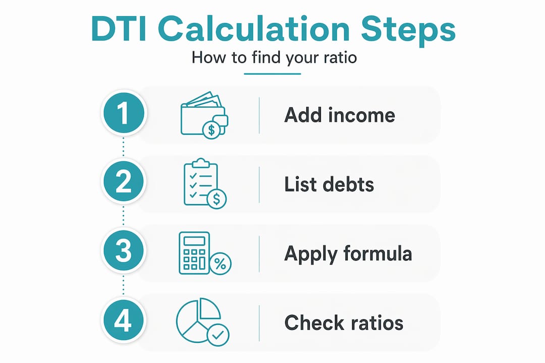 DTI calculation process flow infographic