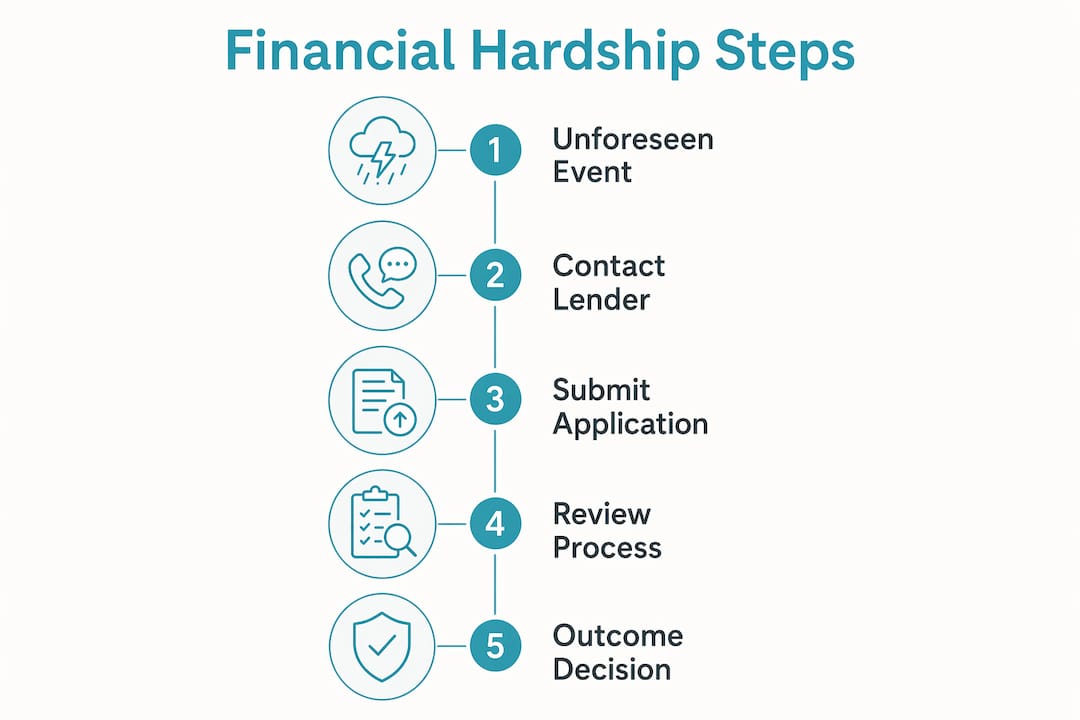 Infographic outlining financial hardship process steps