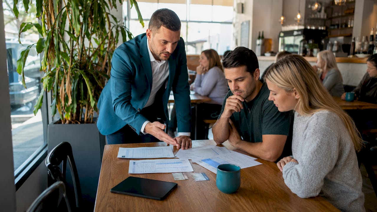 Mortgage adviser organizing loan documents