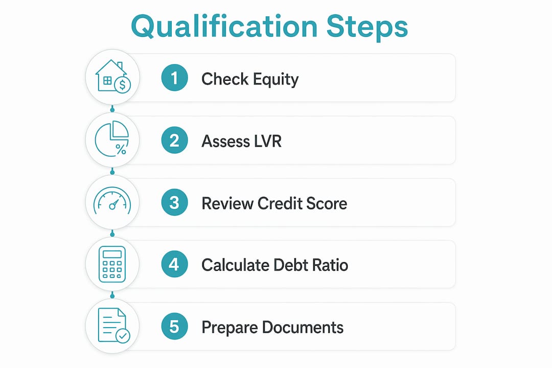 Infographic showing steps to qualify for second mortgage