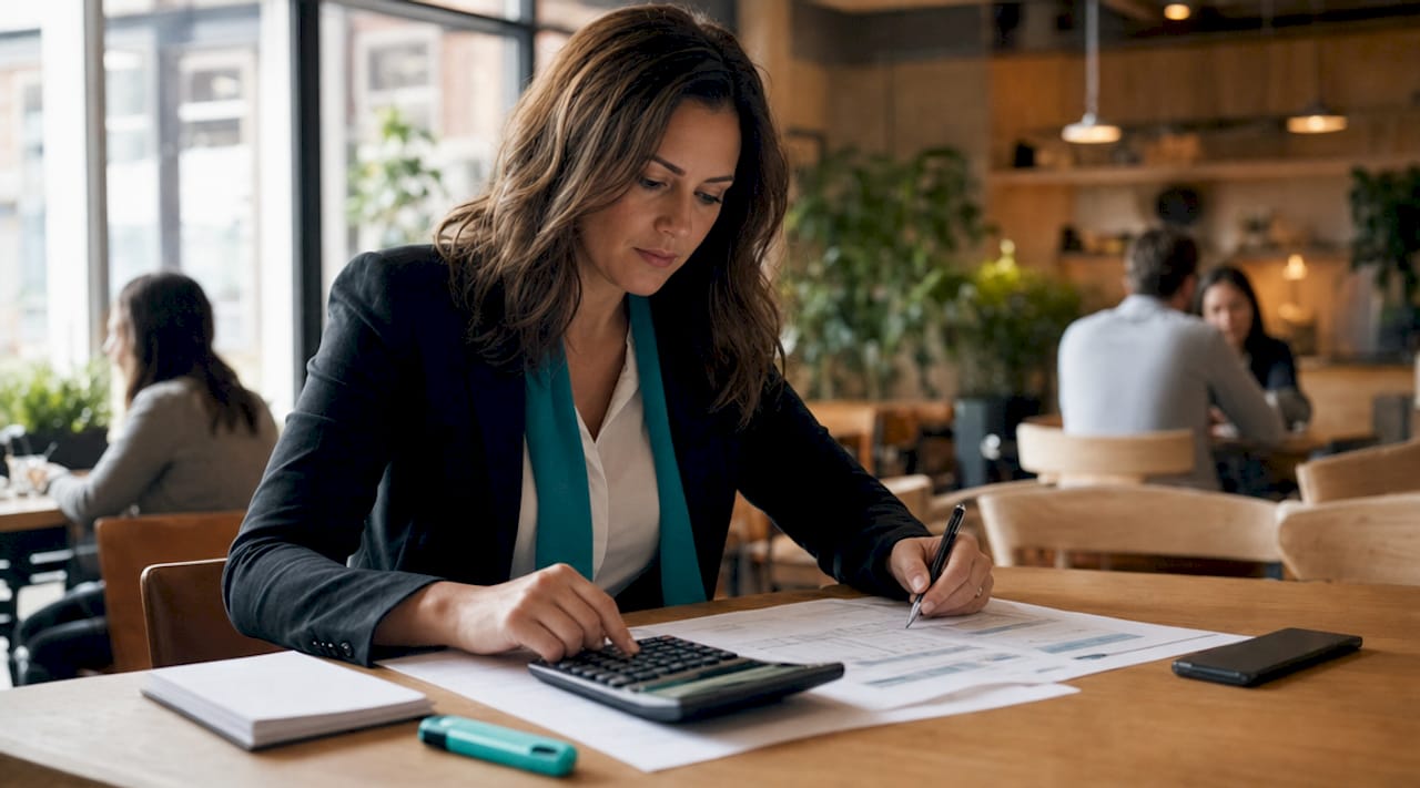 Financial adviser calculating mortgage break fees