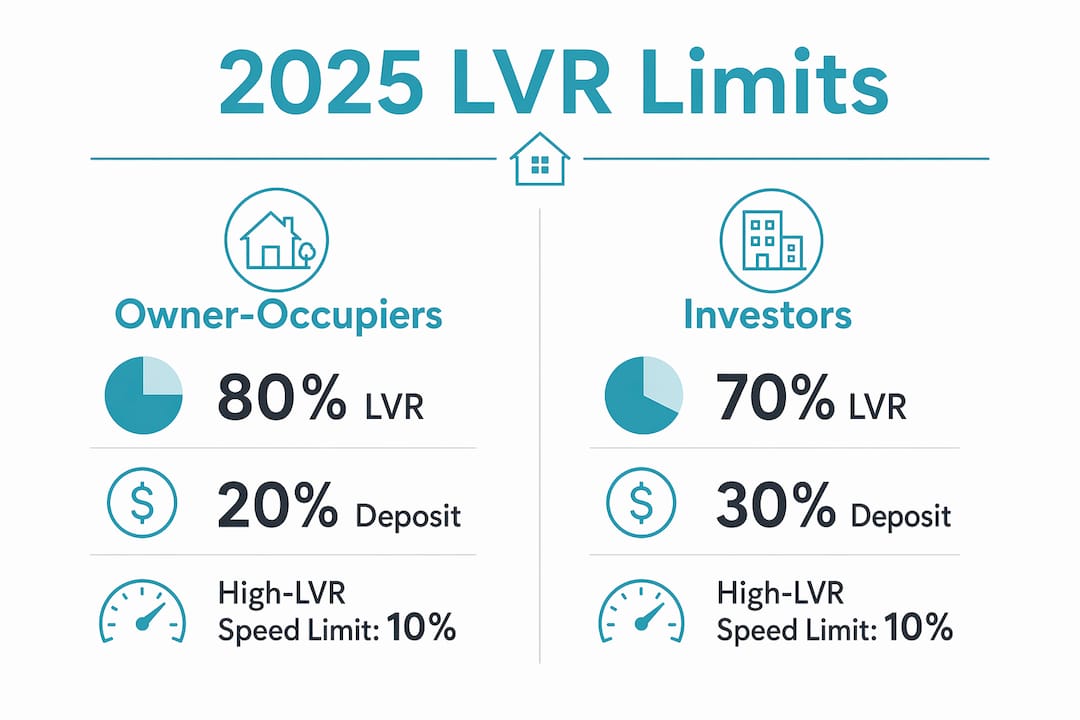 Infographic comparing 2025 LVR limits for owners and investors