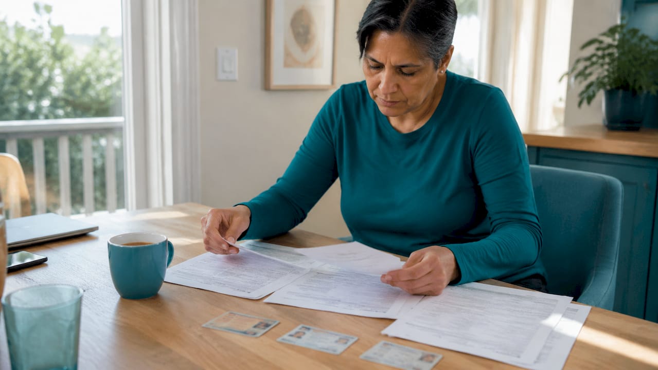 Hands sorting essential loan documents