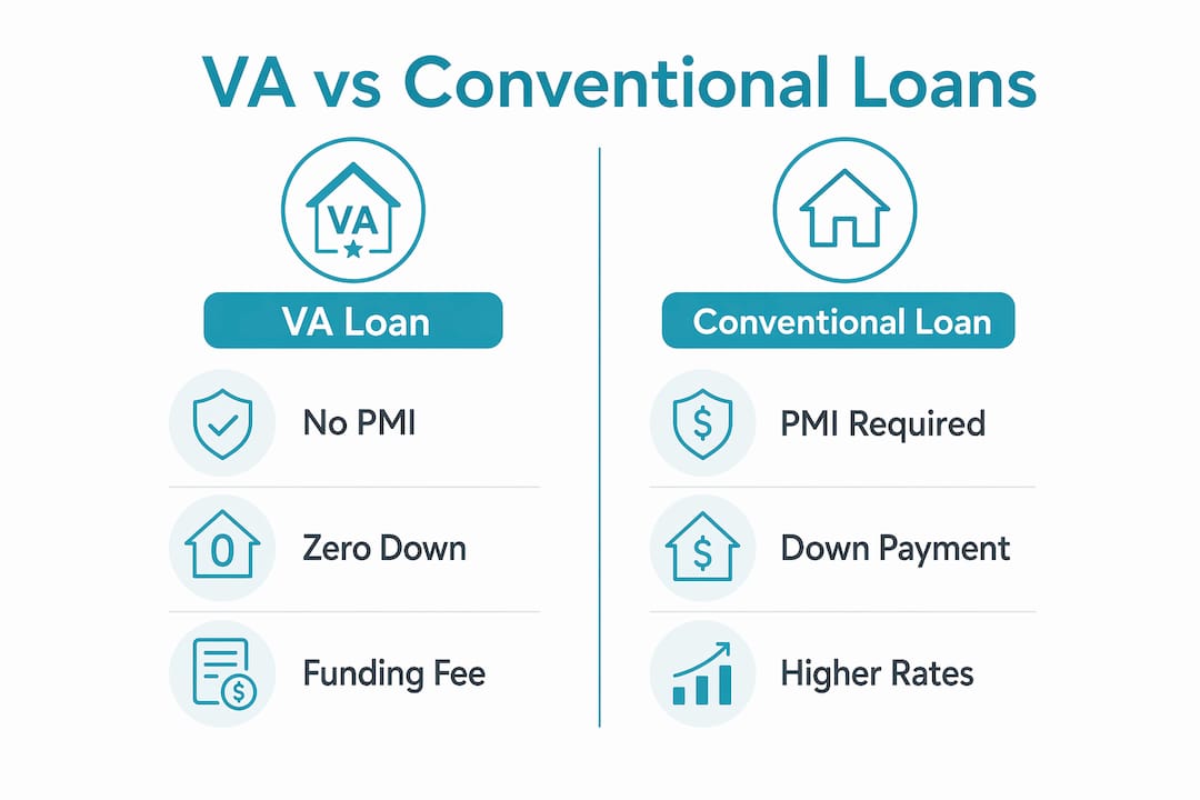 Infographic comparing VA loan and conventional loan costs