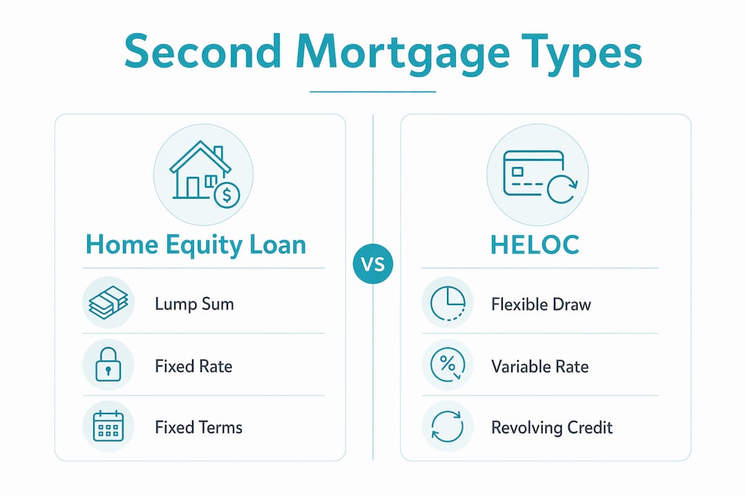 Infographic comparing home equity loan and HELOC