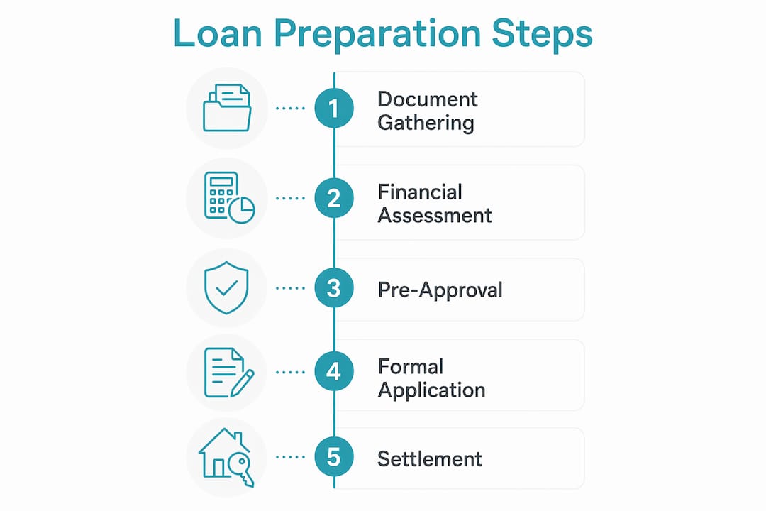 Infographic showing steps for home loan preparation