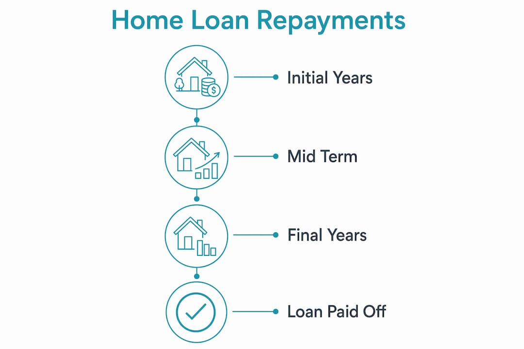Infographic showing stages of home loan repayments