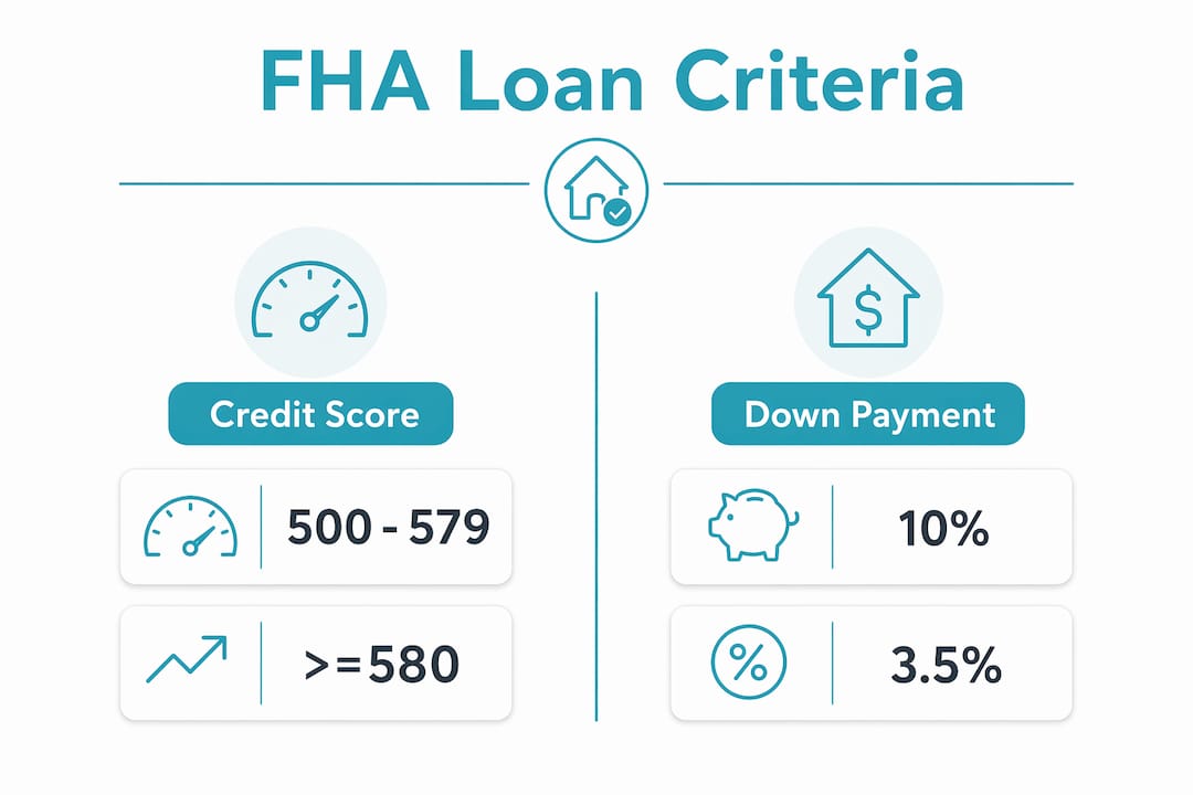 Infographic comparing FHA loan credit scores and down payments