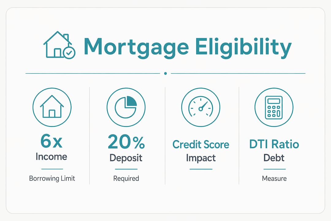 Infographic showing mortgage eligibility key factors