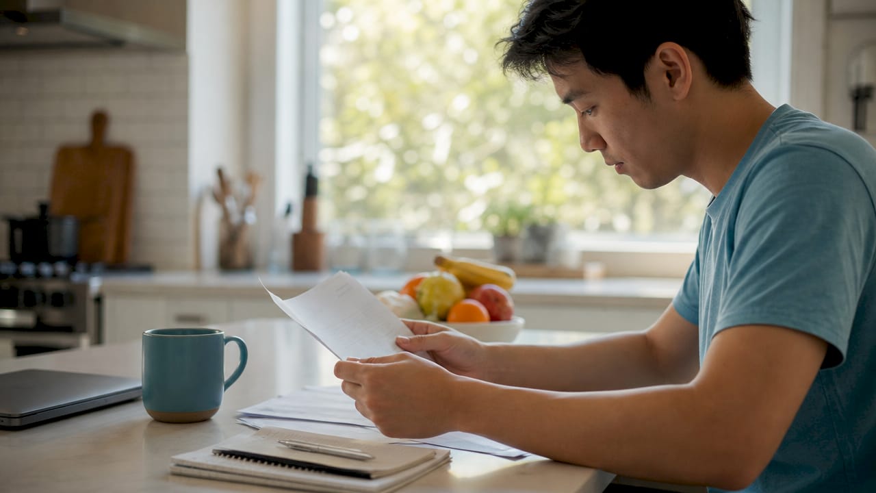 Hands reviewing variable rate home loan documents