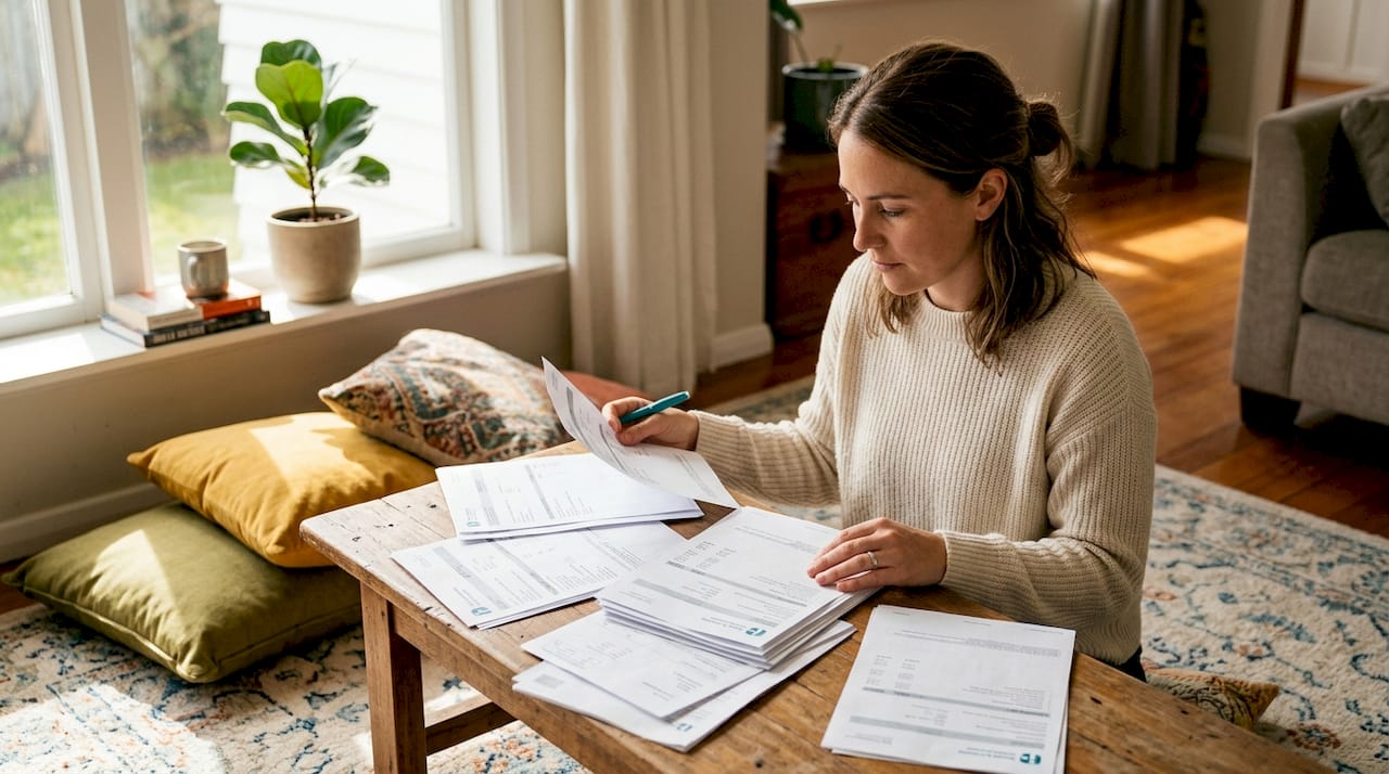 Hands holding NZ payslips and tax documents