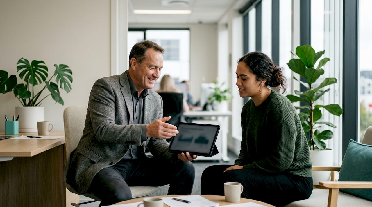 Mortgage adviser explaining loans to client