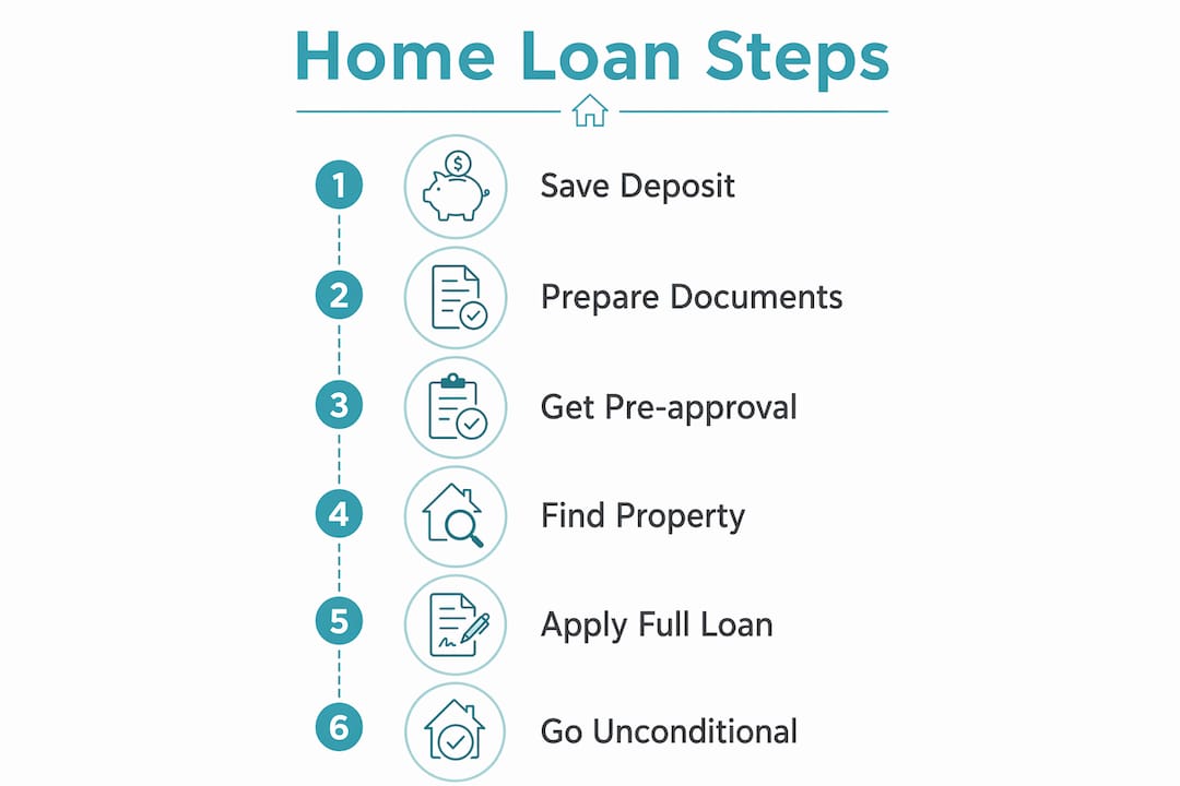 Infographic illustrating home loan application steps