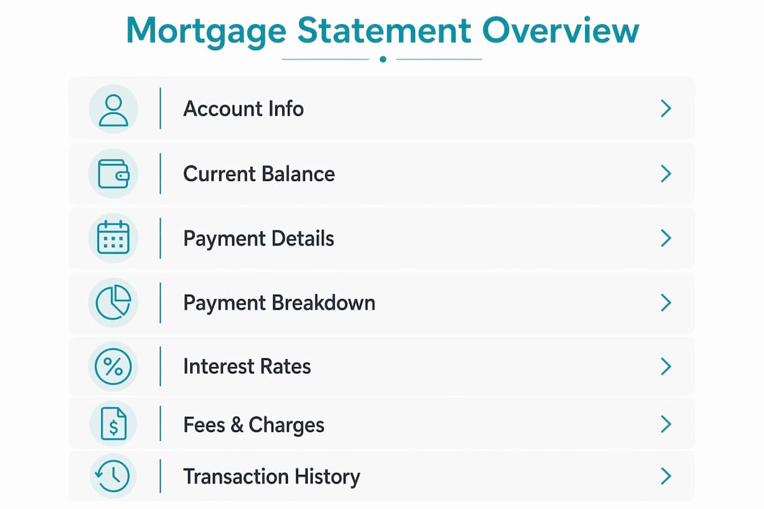 Infographic illustrating key mortgage statement components