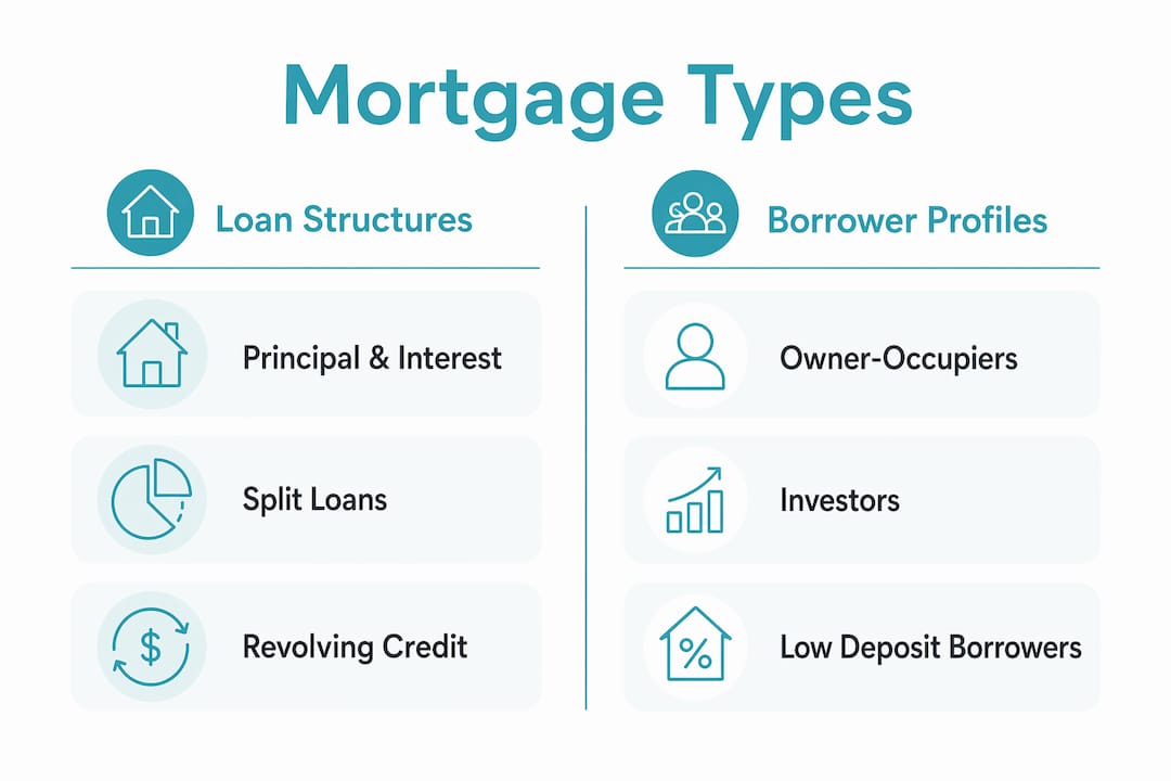 Infographic comparing mortgage types and borrower profiles