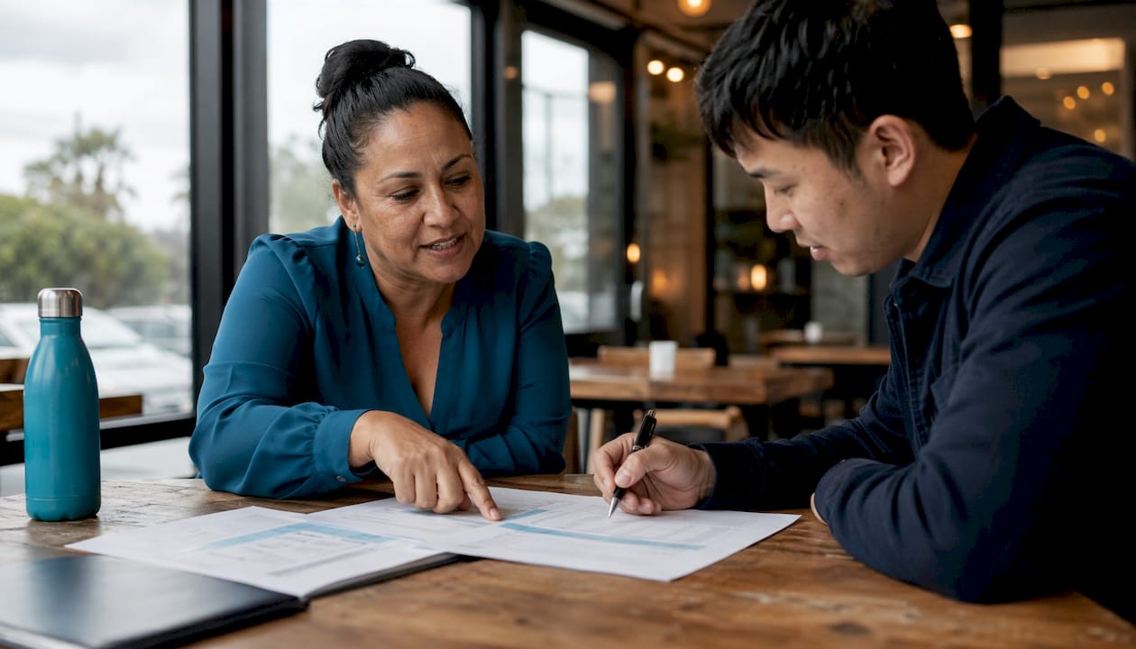 Mortgage advisor consulting with client