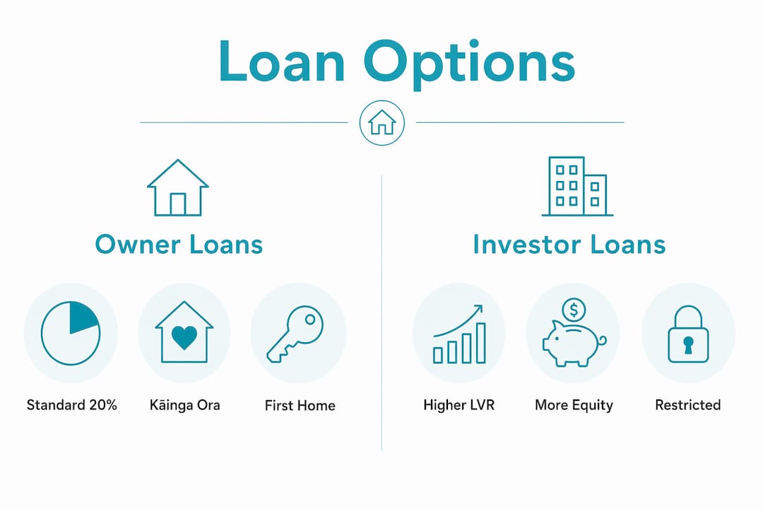 Infographic comparing NZ owner and investor loan options