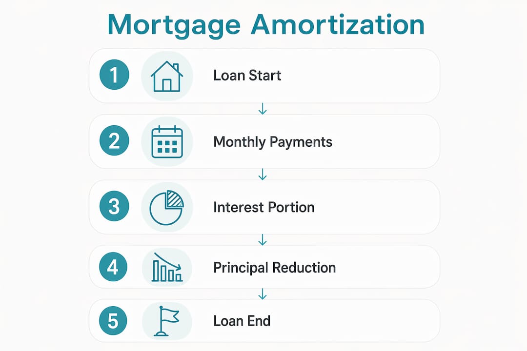 Infographic illustrating mortgage amortization steps