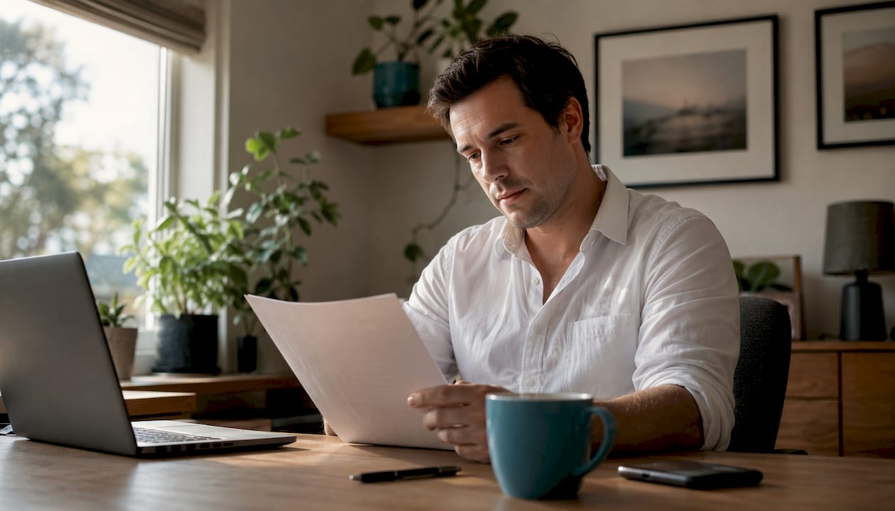 Man reviewing fixed home loan documents