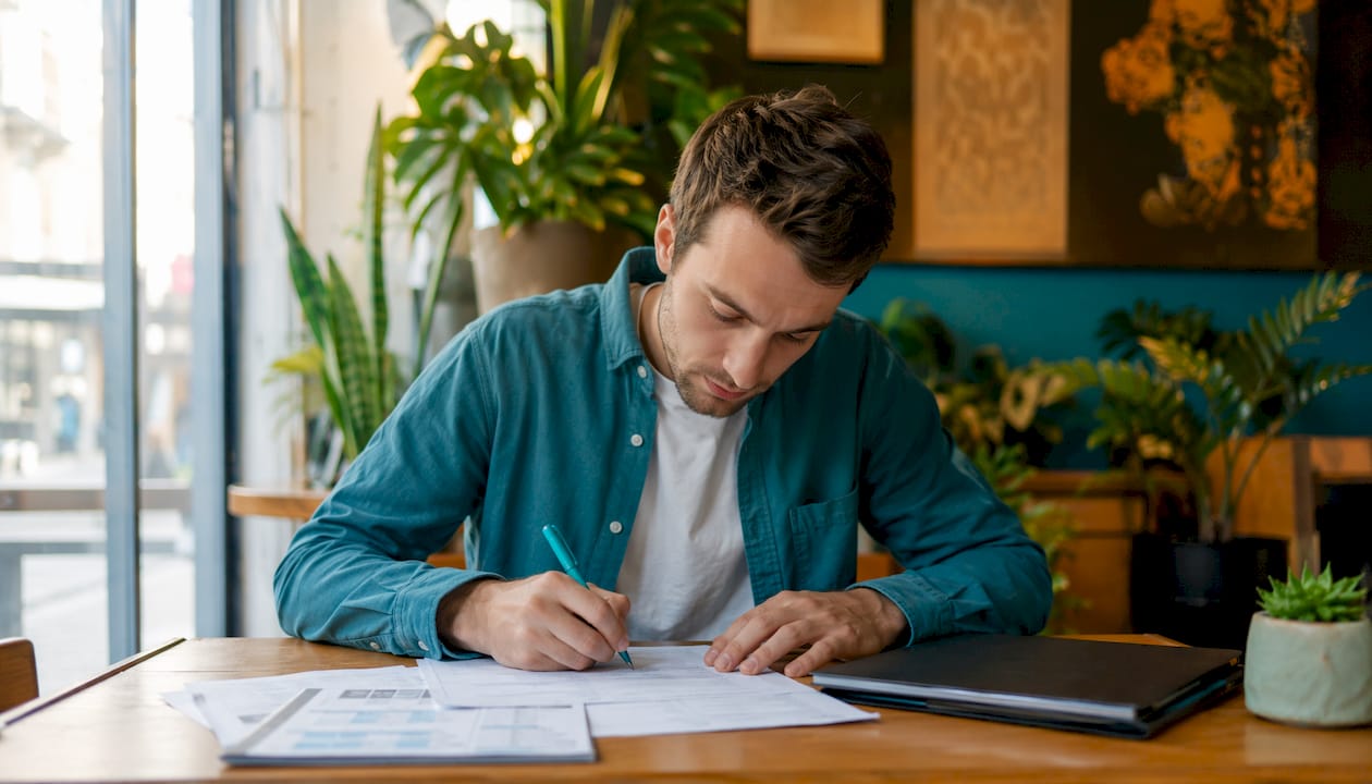 Hands filling personal loan application form