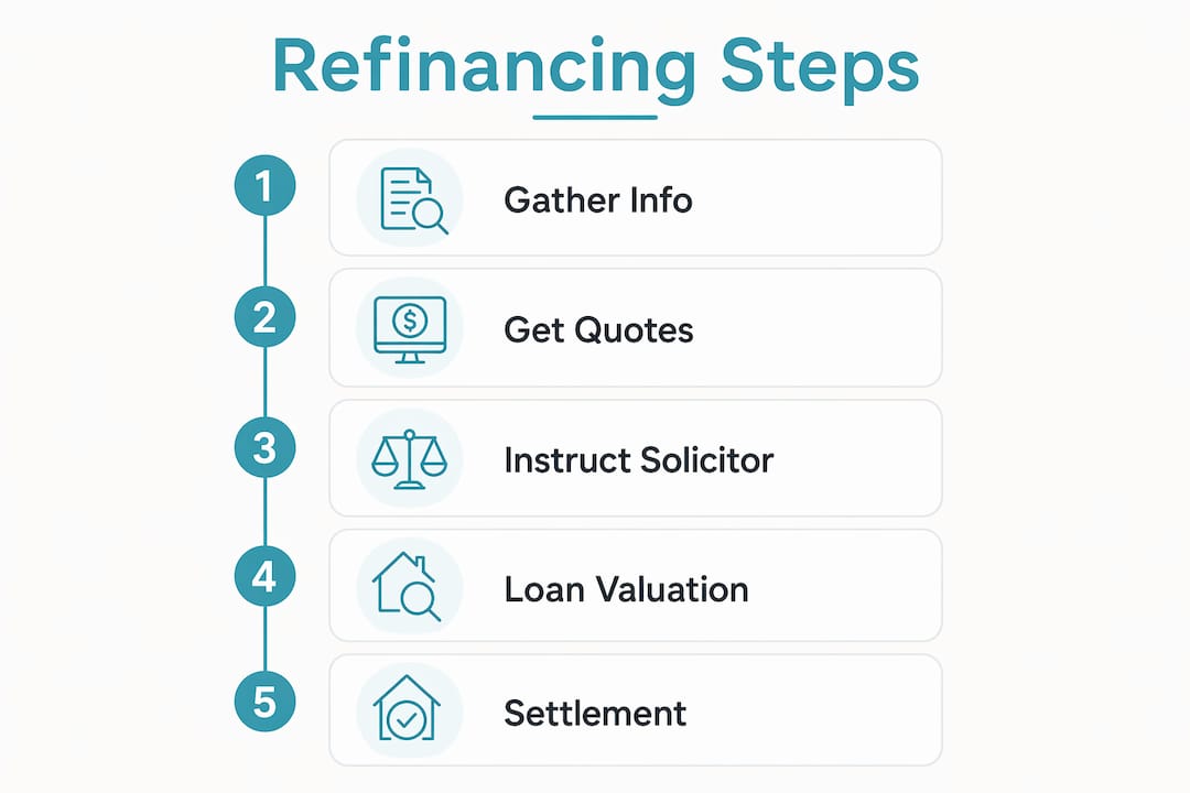 Infographic showing step-by-step home loan refinancing process