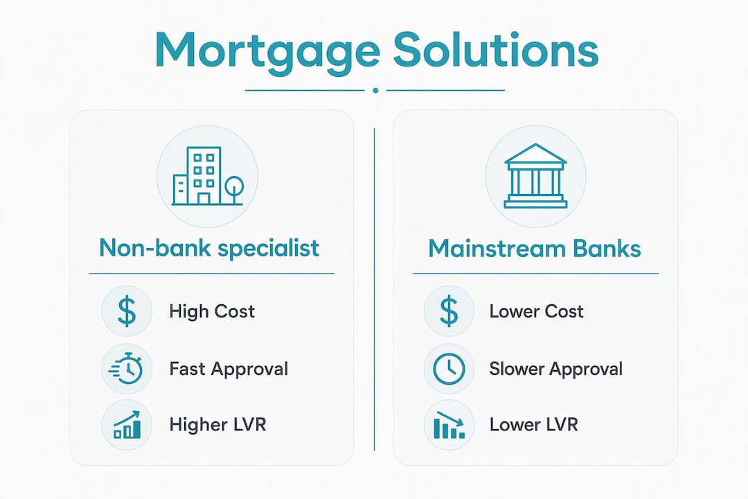 Infographic comparing mortgage solutions for bad credit