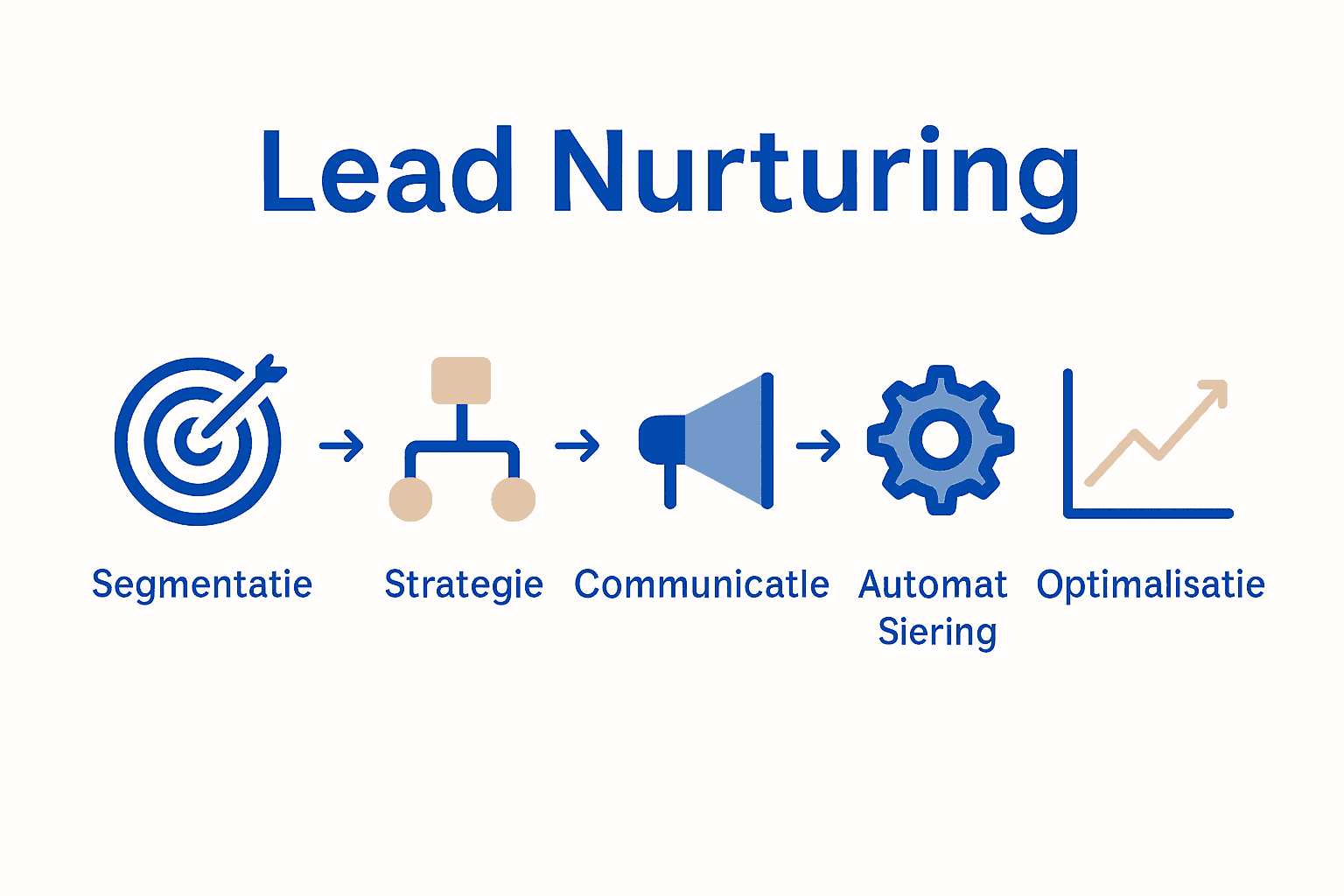 Infographic van 5 stappen lead nurturing proces