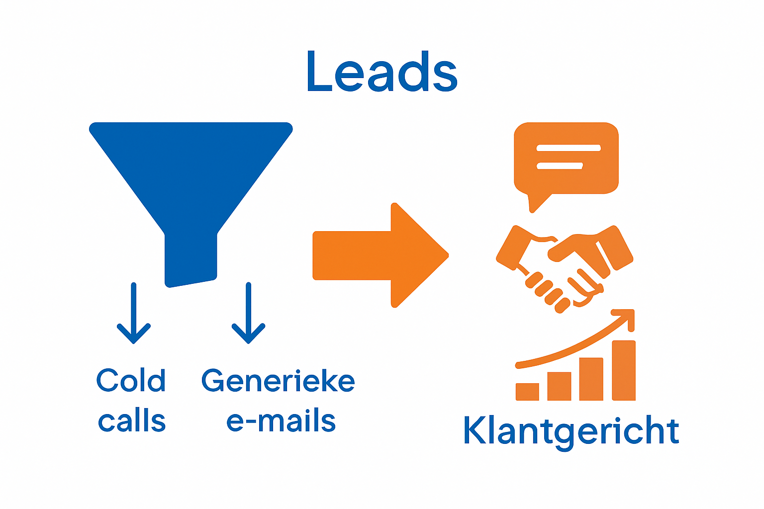 Infographic comparing traditional and klantgericht leads