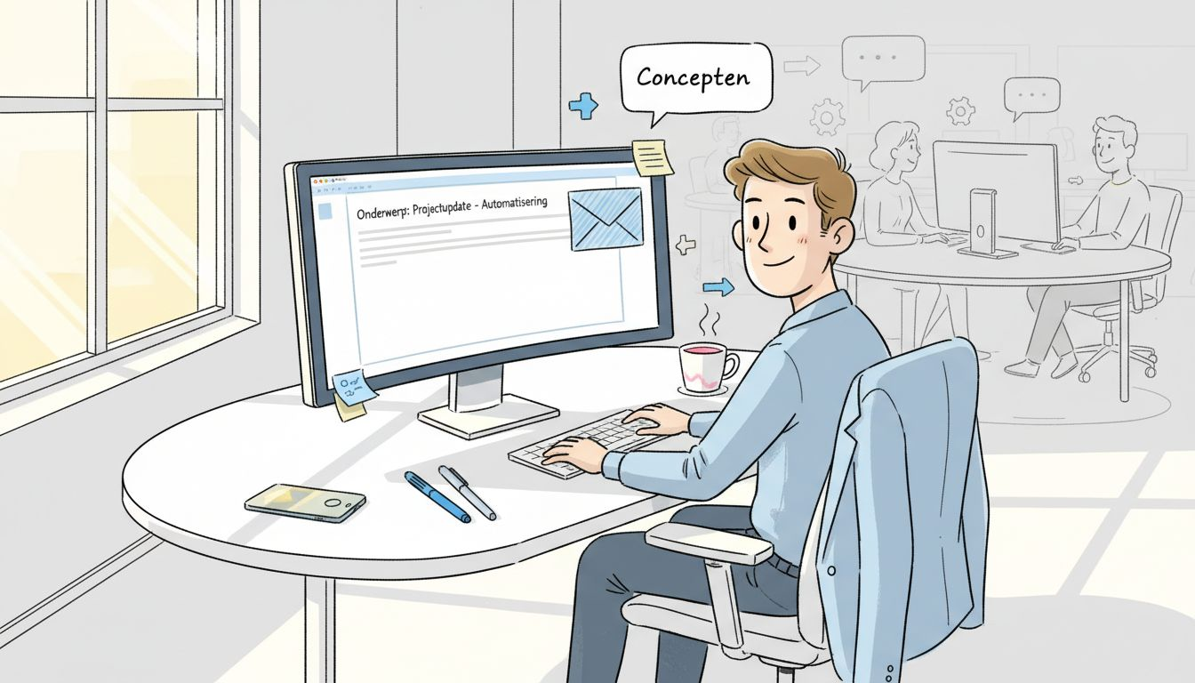 Een professional die aan zijn bureau zit en bezig is met het opstellen van persoonlijke benaderingen.