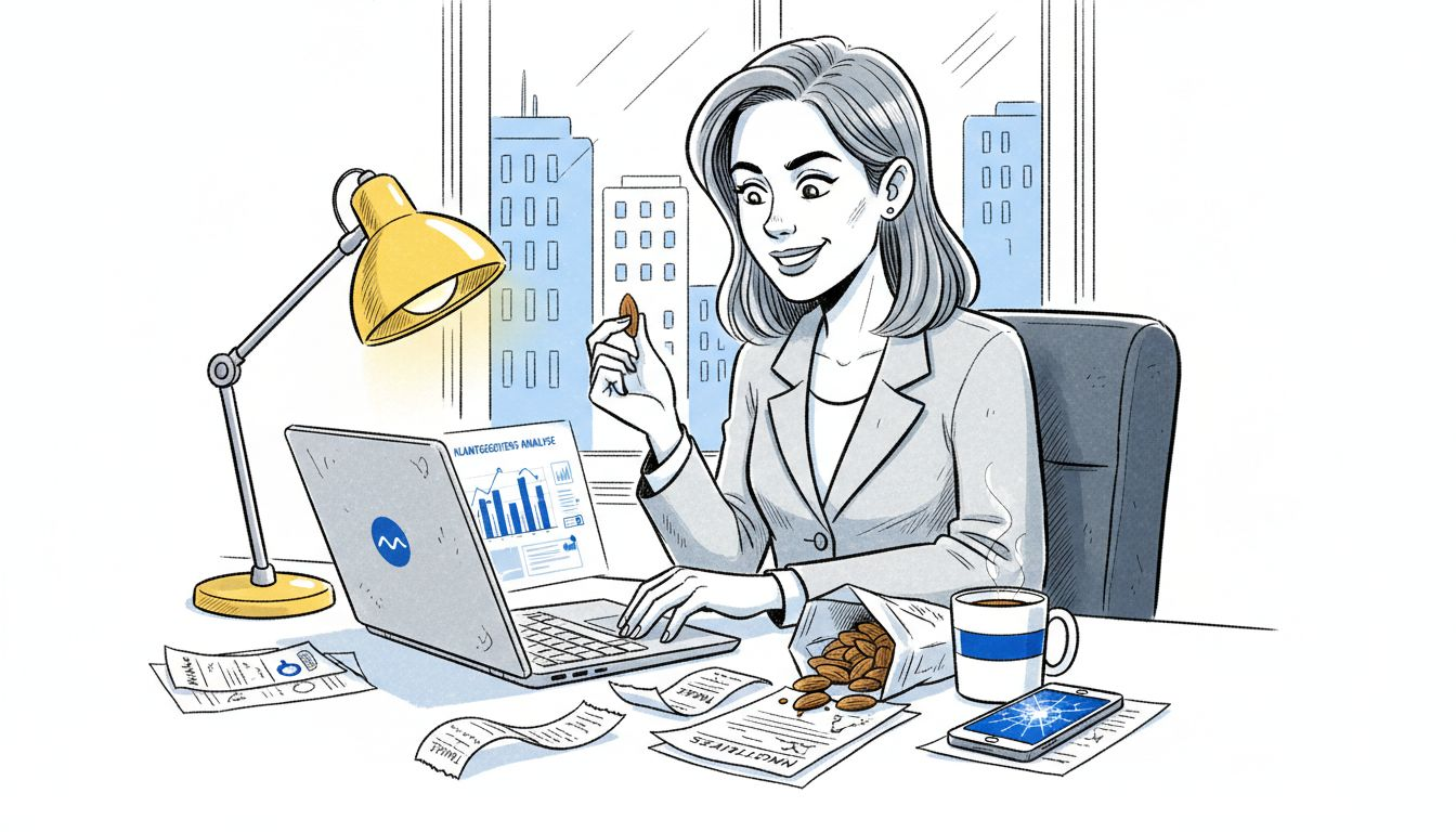 Een vrouw bekijkt klantgegevens aan haar bureau.