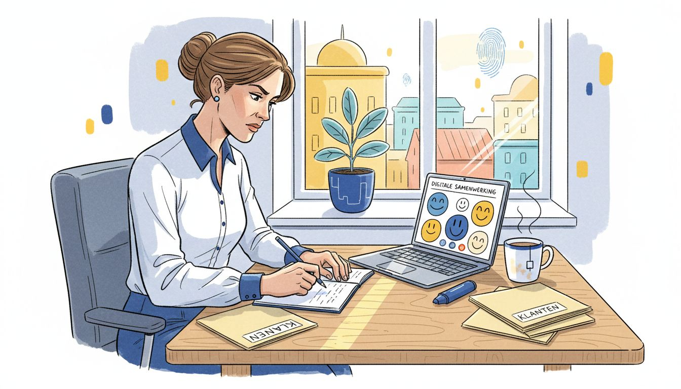 Zakenvrouw voert een telefonisch klantonderzoek uit