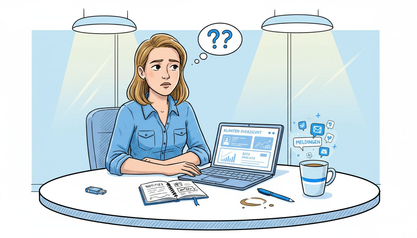 Een marketeer analyseert op zijn laptop wanneer nieuwe leads binnenkomen.