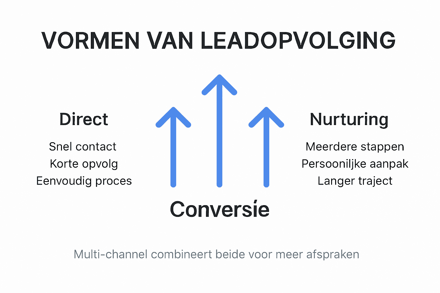 Overzichtelijke infographic met verschillende manieren van leadopvolging en de belangrijkste aandachtspunten