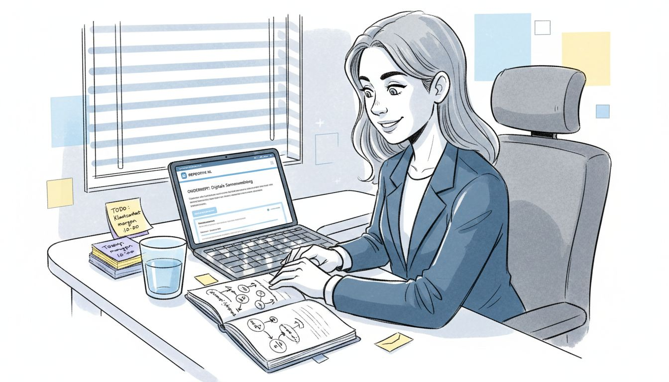 Vrouw reageert direct op binnengekomen leadmail