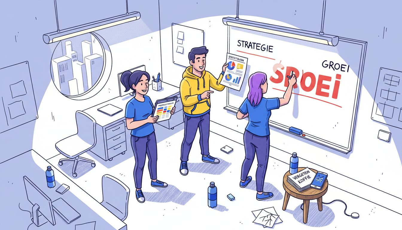 Het team bespreekt de resultaten van de digitale conversieanalyse.