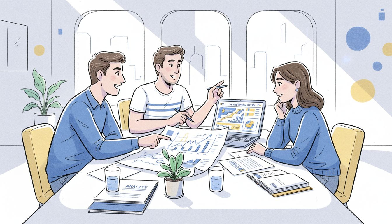 Het salesteam bespreekt samen de uitkomsten van de resultatenanalyse.