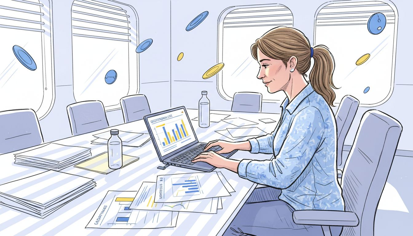 Een vrouw beoordeelt potentiële klanten op basis van data tijdens een overleg.