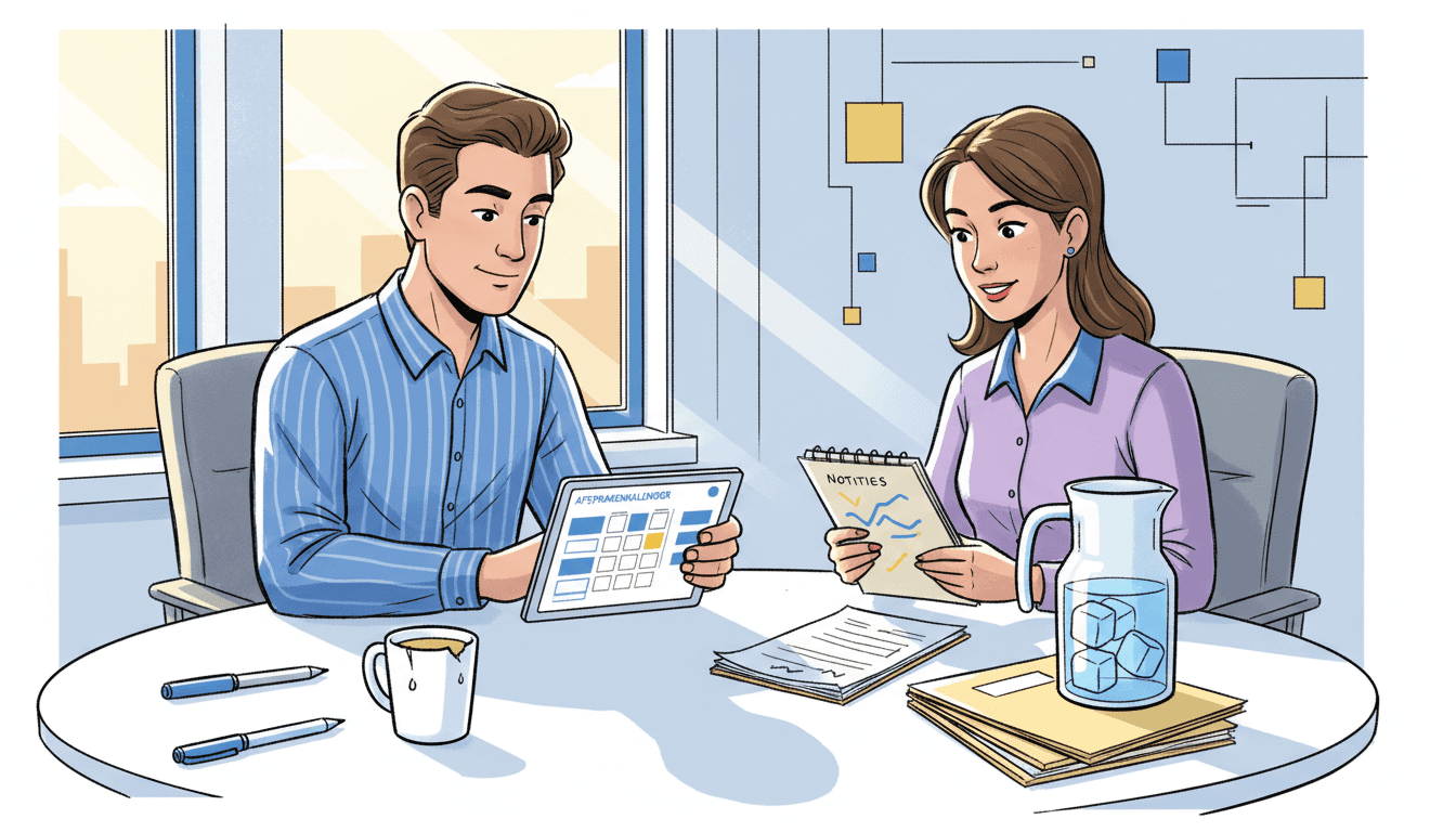 Het zakelijke team bespreekt de notities van potentiële klanten die als kansrijk zijn aangemerkt.