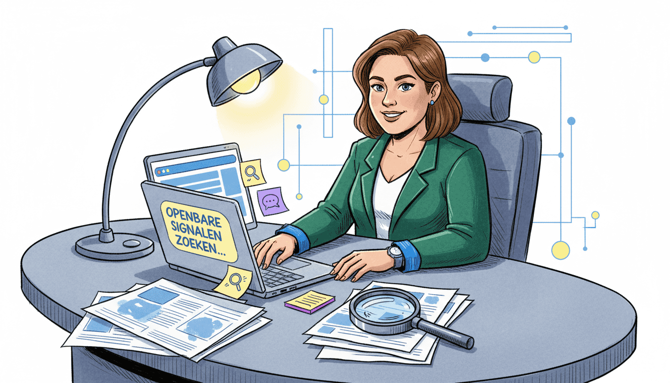 Vrouw onderzoekt online signalen