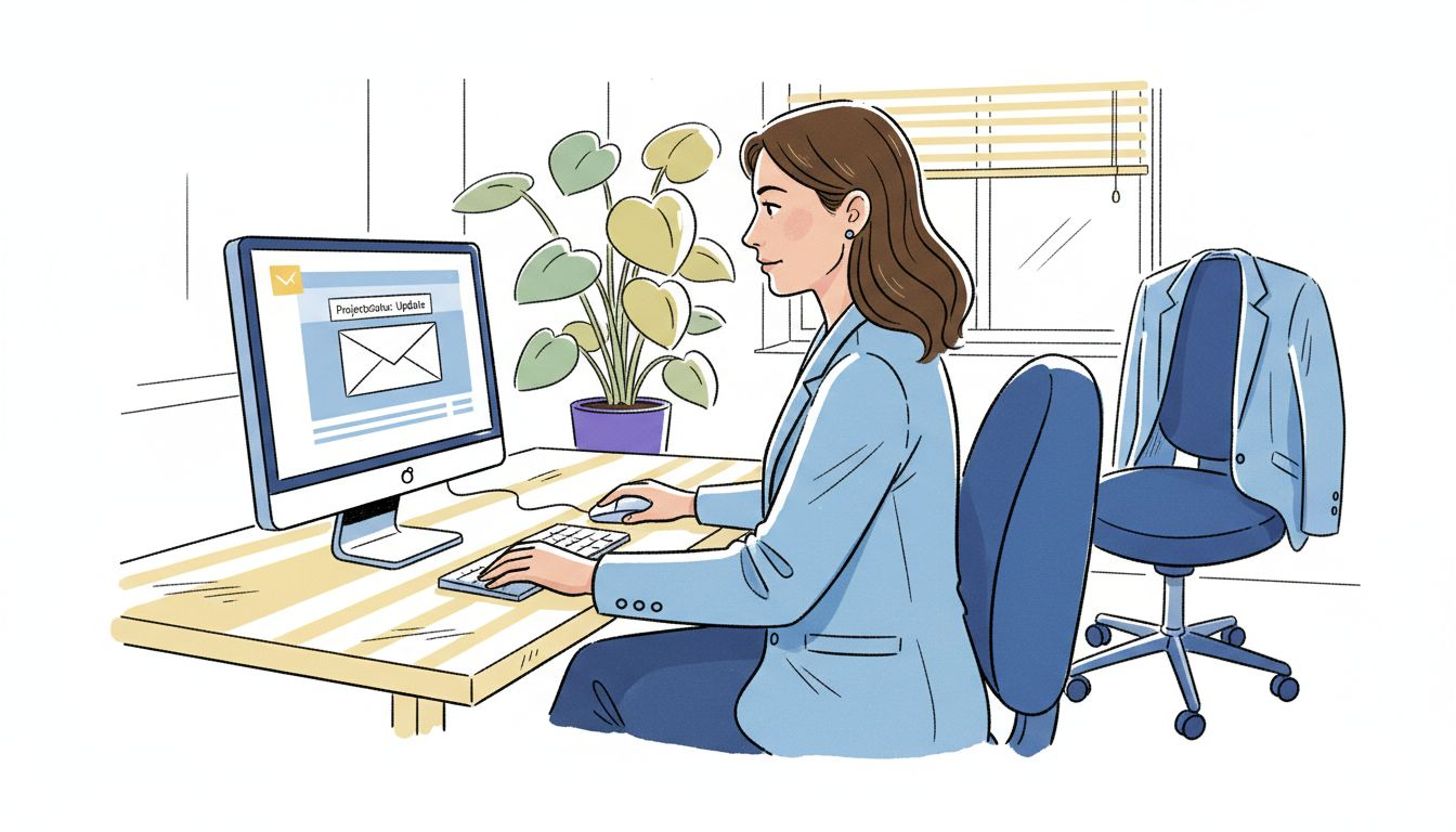 Marketeer leest e-mail over het beste moment om te reageren