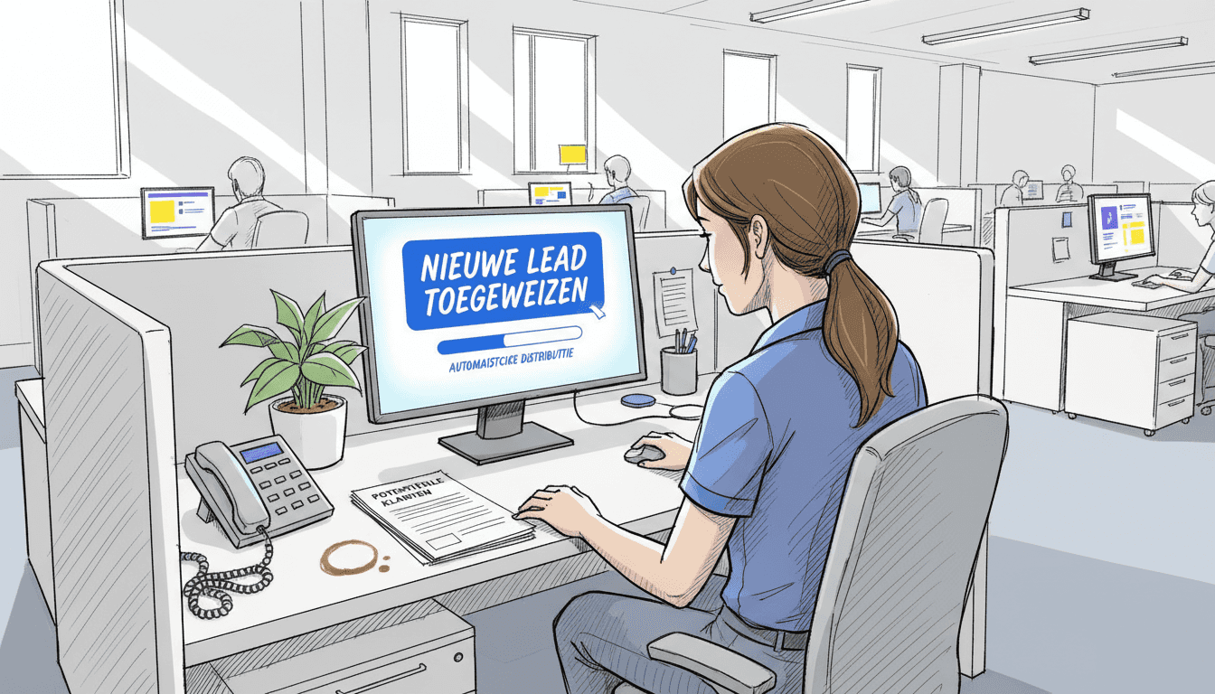 Een verkoopmedewerker houdt toezicht op de automatische toewijzing van leads.