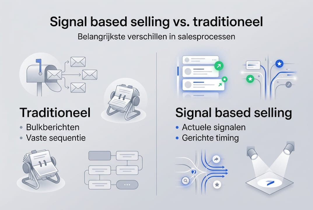 Infographic: verkopen op basis van signalen versus traditioneel verkopen