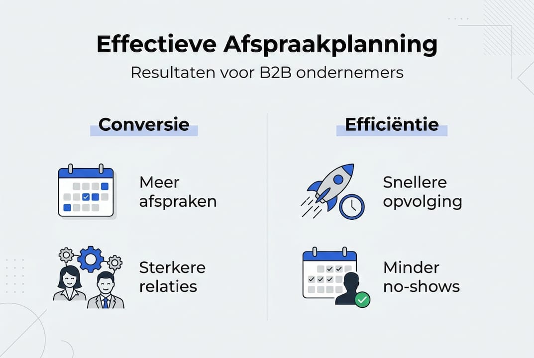 Overzicht van de uitkomsten van onze afspraakplanner in beeld gebracht