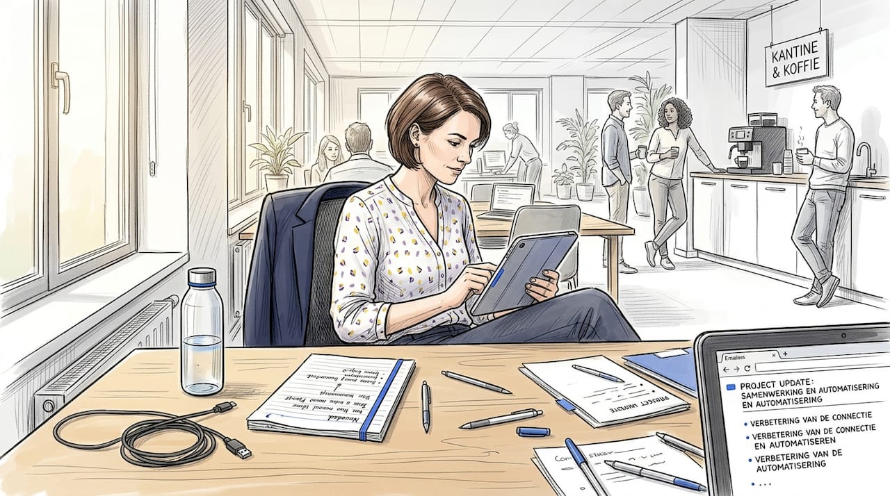 Een B2B-professional die kritisch kijkt naar koude acquisitie-e-mails en beoordeelt of ze relevant en overtuigend genoeg zijn om op te reageren.
