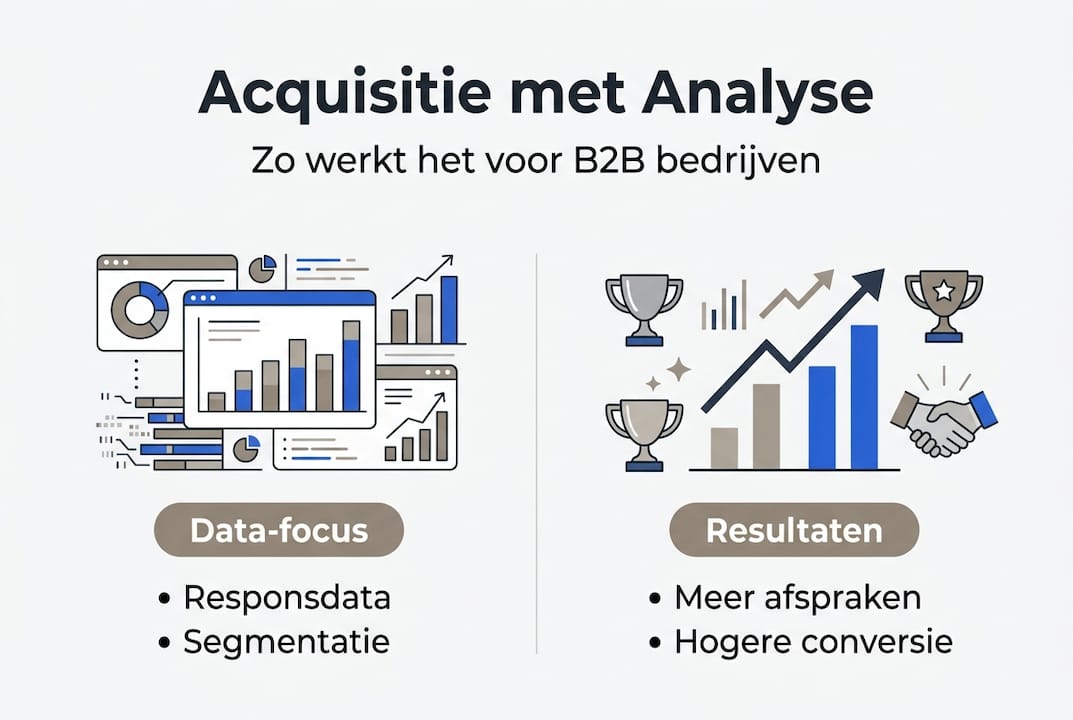 Infographic: acquisitie-analyse met focus op data en resultaatgerichtheid