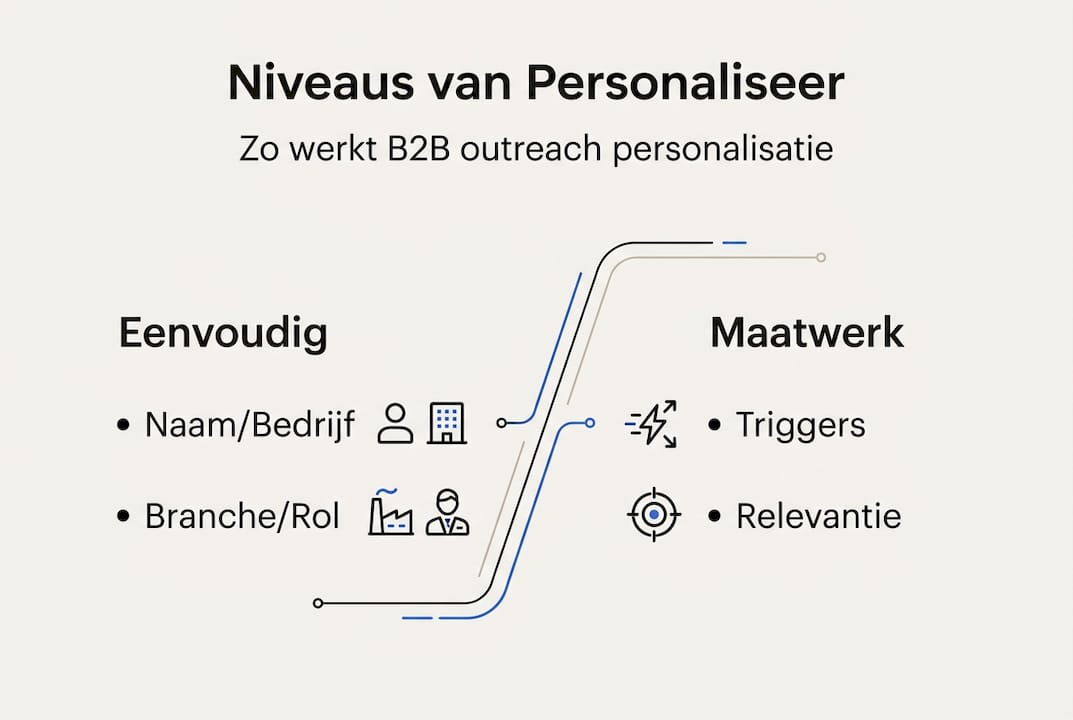 Infographic: overzicht van de verschillende niveaus van personalisatie bij B2B outreach